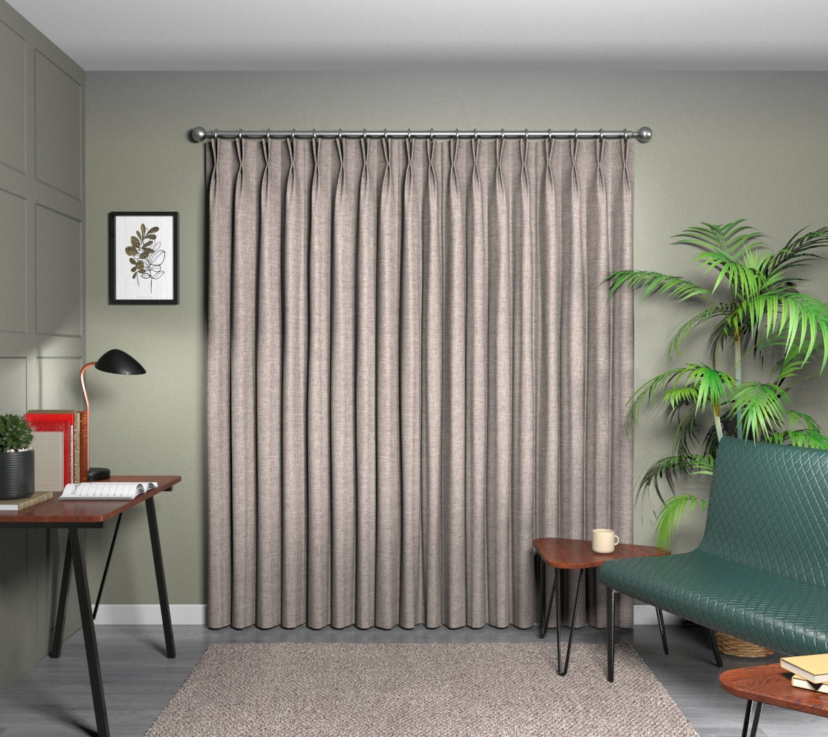 Kelso Espresso Double Pleat Curtain