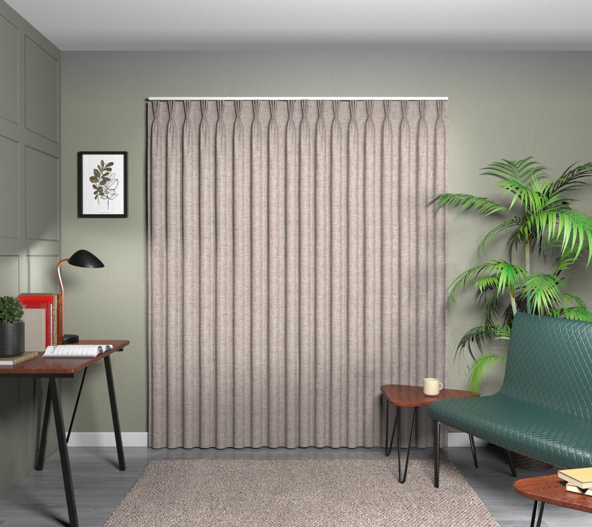 Kelso Espresso Triple Pleat Curtain