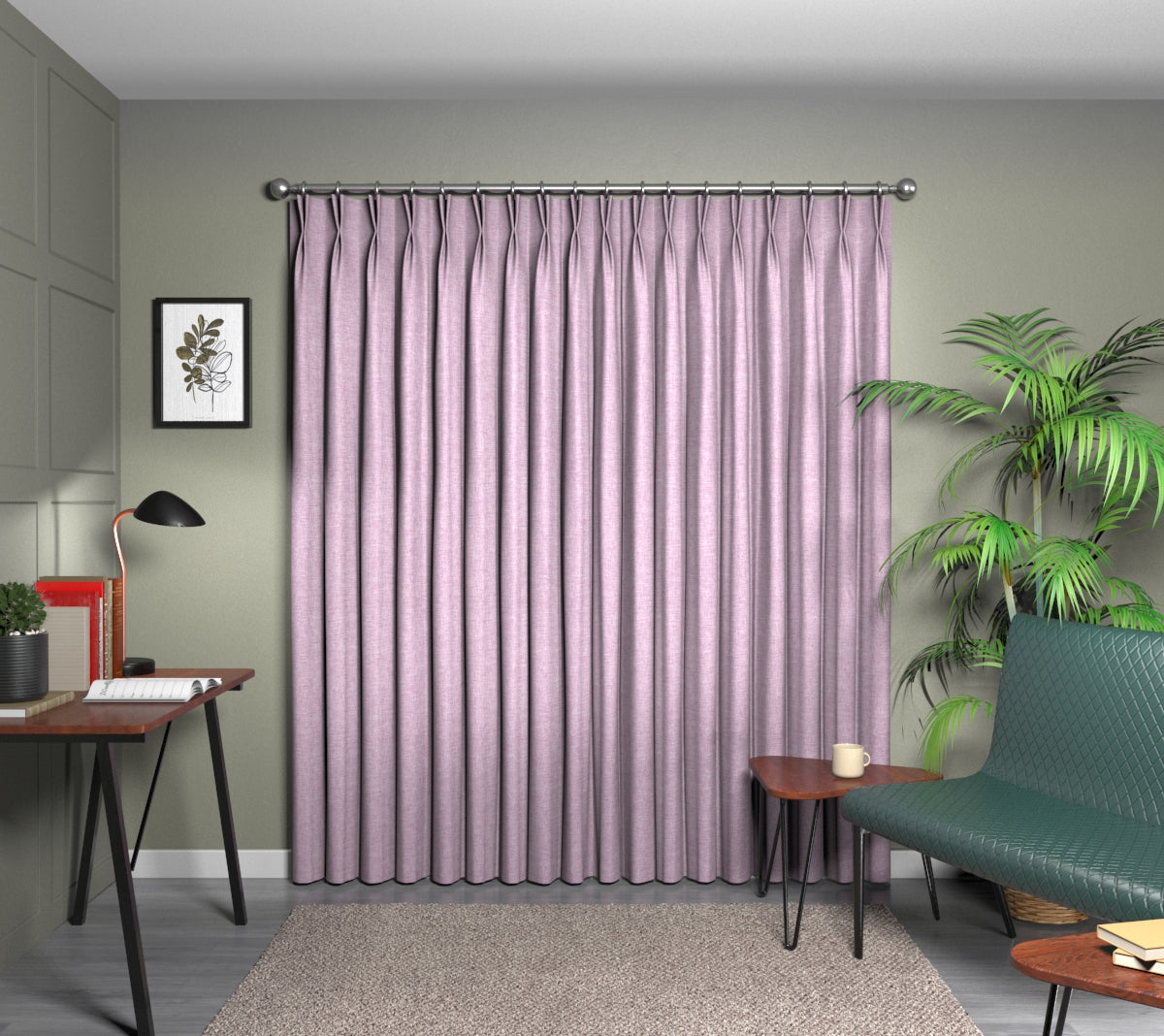 Kelso Grape Double Pleat Curtain