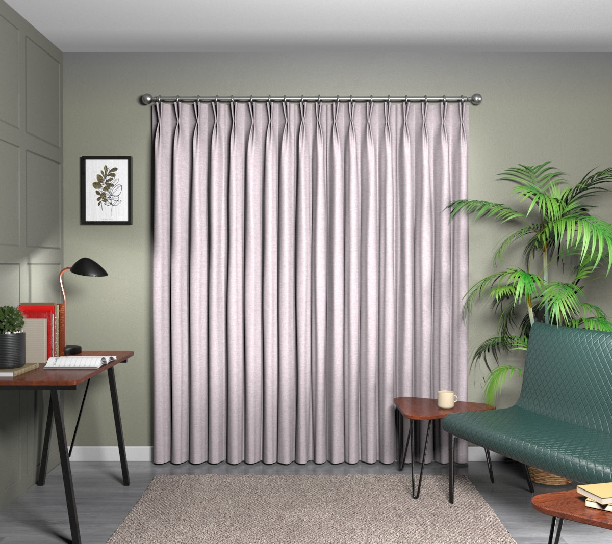 Kelso Heather Double Pleat Curtain