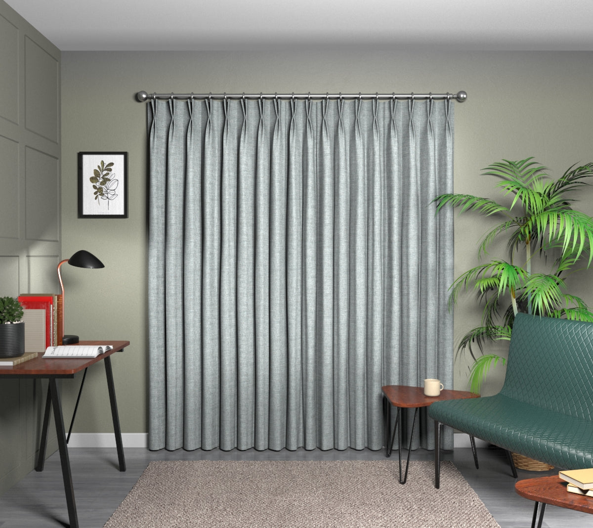Kelso Mineral Double Pleat Curtain