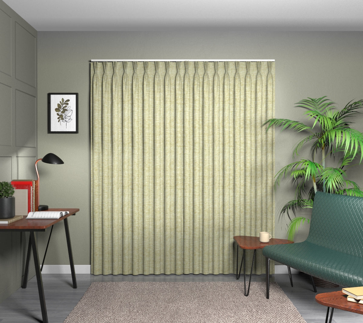 Kelso Olive Triple Pleat Curtain