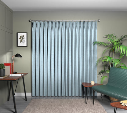 Kelso Powder Blue Double Pleat Curtain