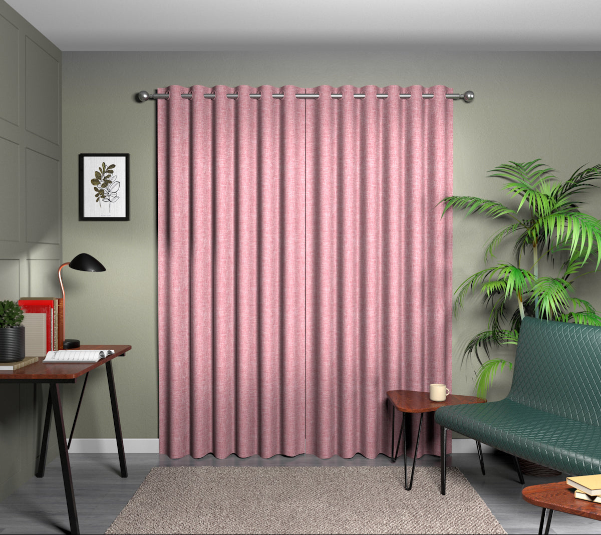 Kelso Raspberry Eyelet Curtain