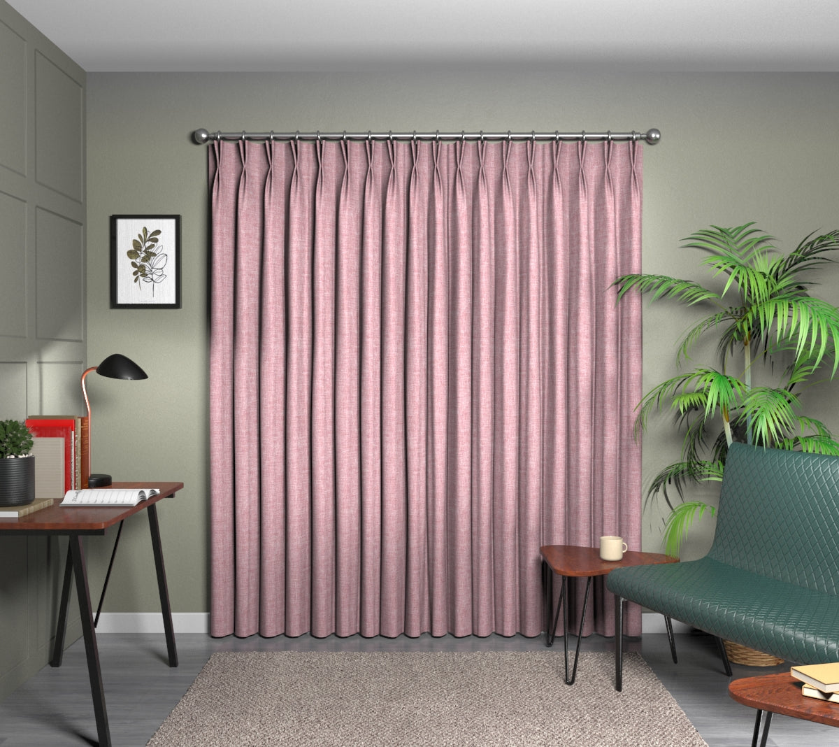 Kelso Rose Double Pleat Curtain