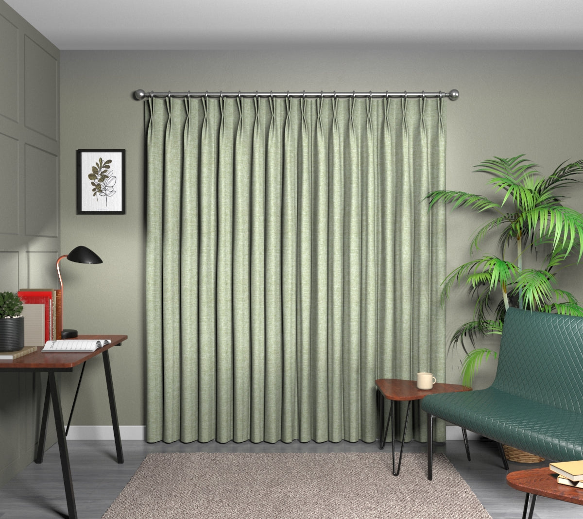 Kelso Sage Double Pleat Curtain