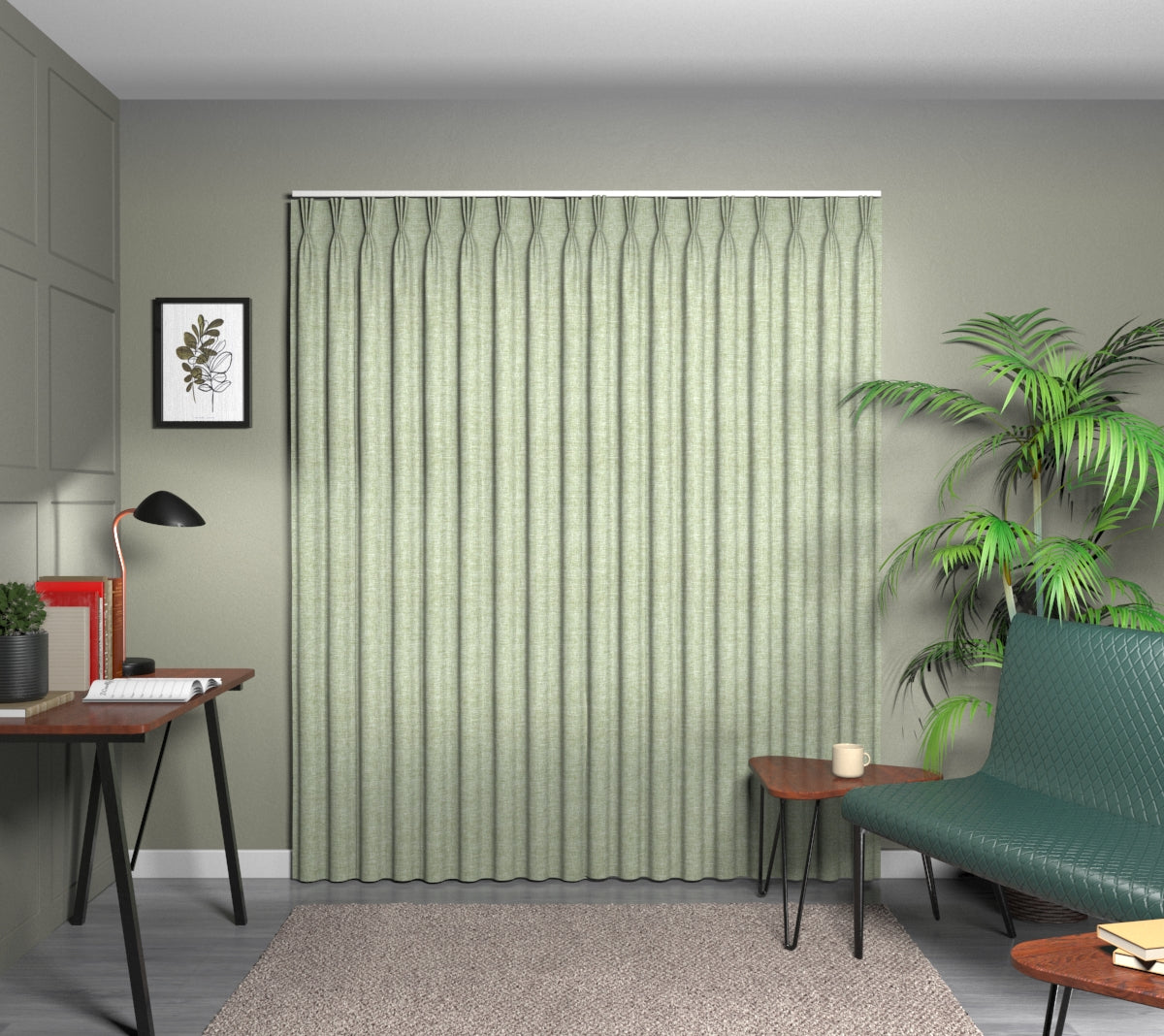 Kelso Sage Triple Pleat Curtain