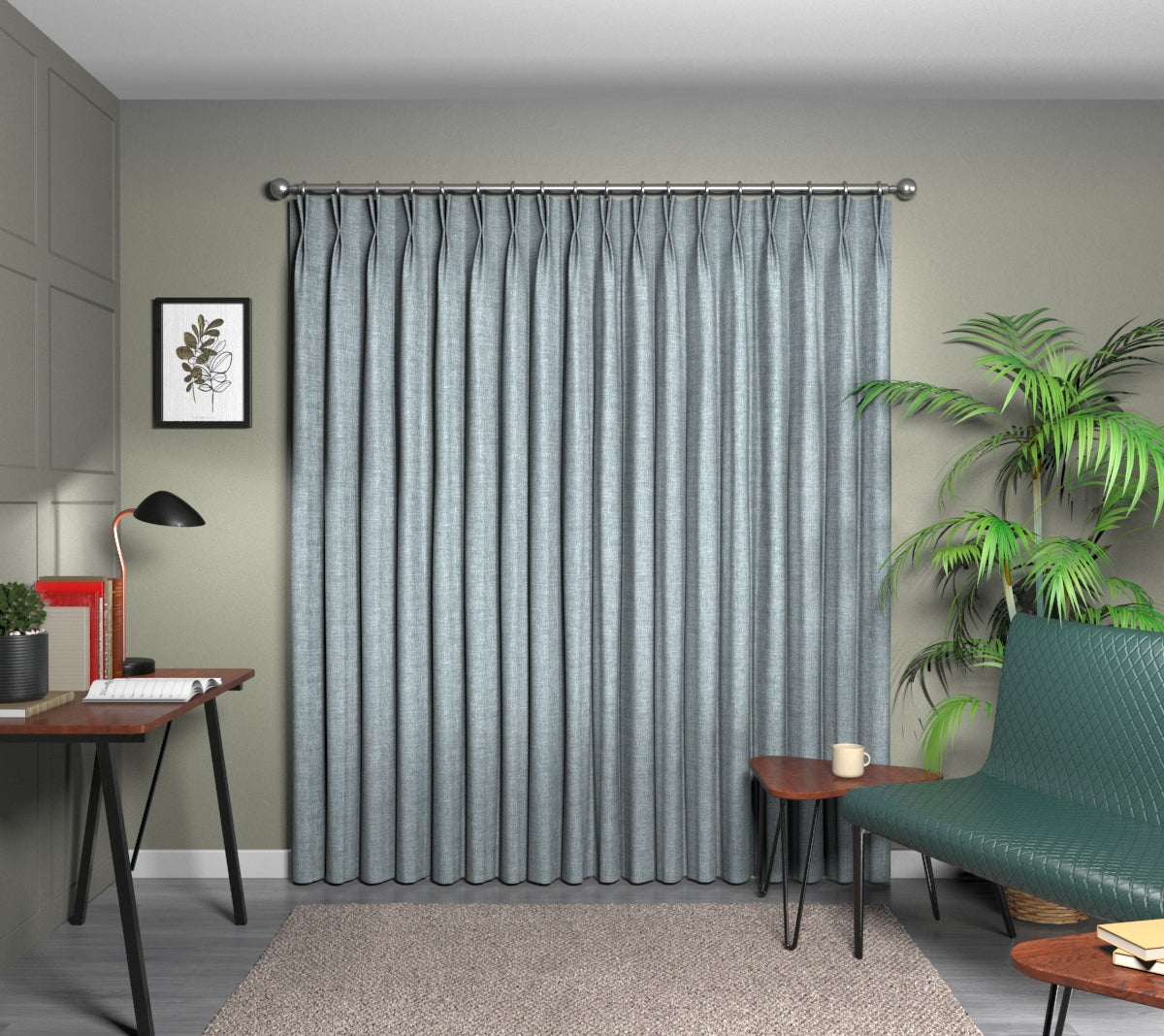 Kelso Seafoam Double Pleat Curtain