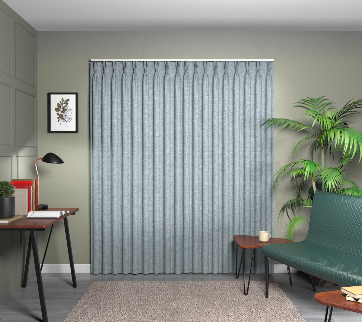 Kelso Seafoam Triple Pleat Curtain