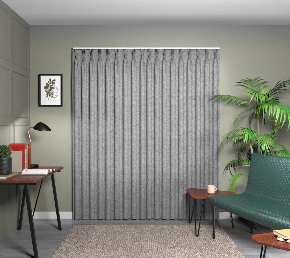 Kelso Slate Triple Pleat Curtain