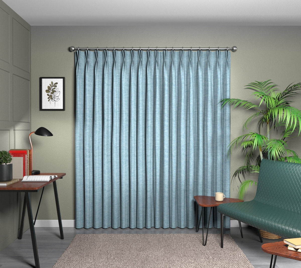 Kelso Teal Double Pleat Curtain