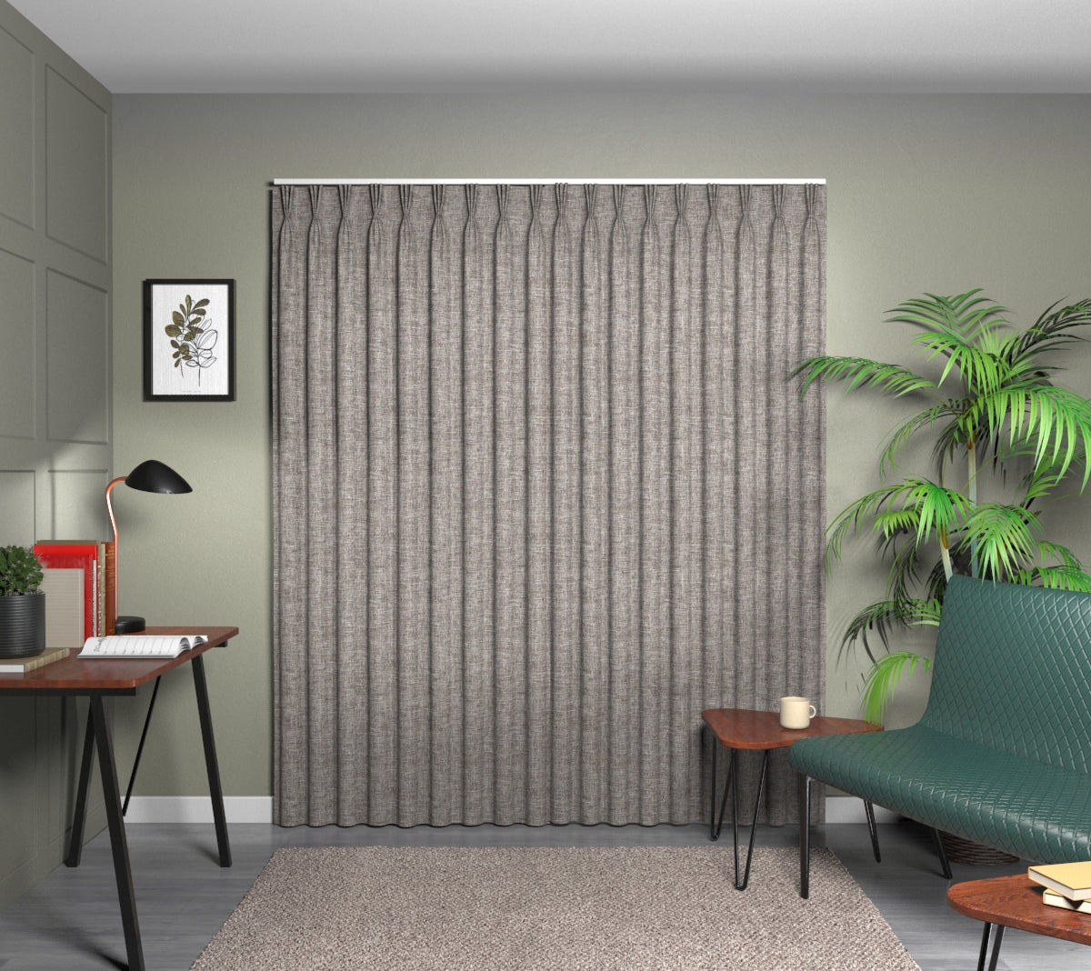 Kelso Truffle Triple Pleat Curtain
