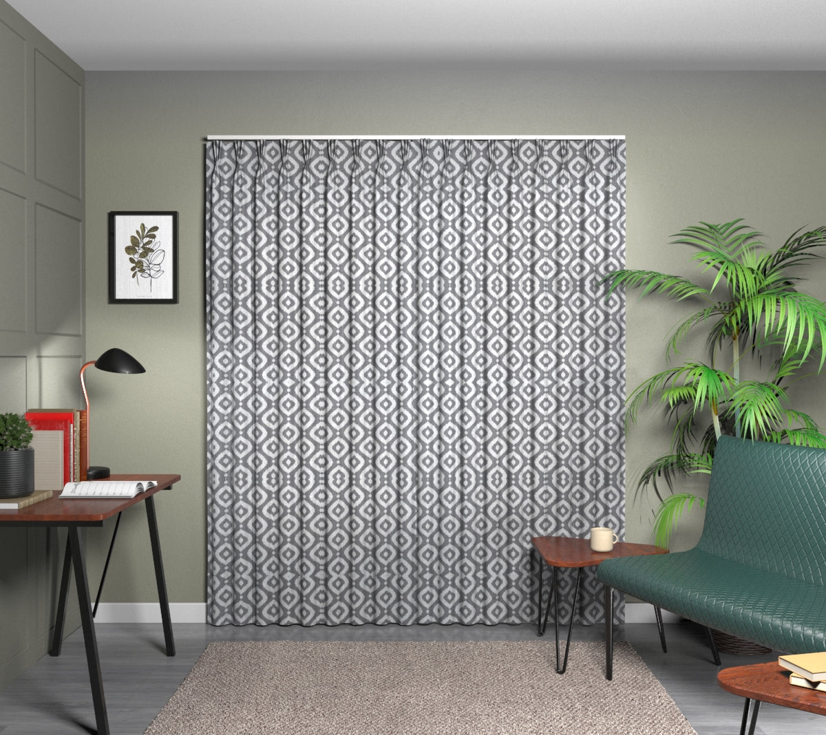 Soraya Charcoal Triple Pleat Curtain