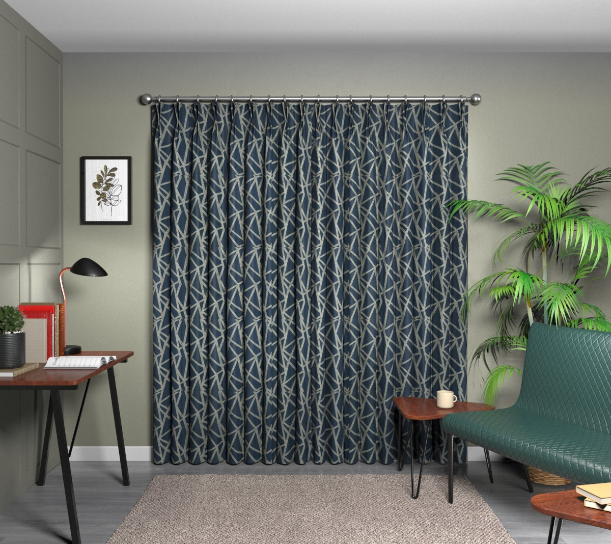 Geomo Ink Double Pleat Curtain