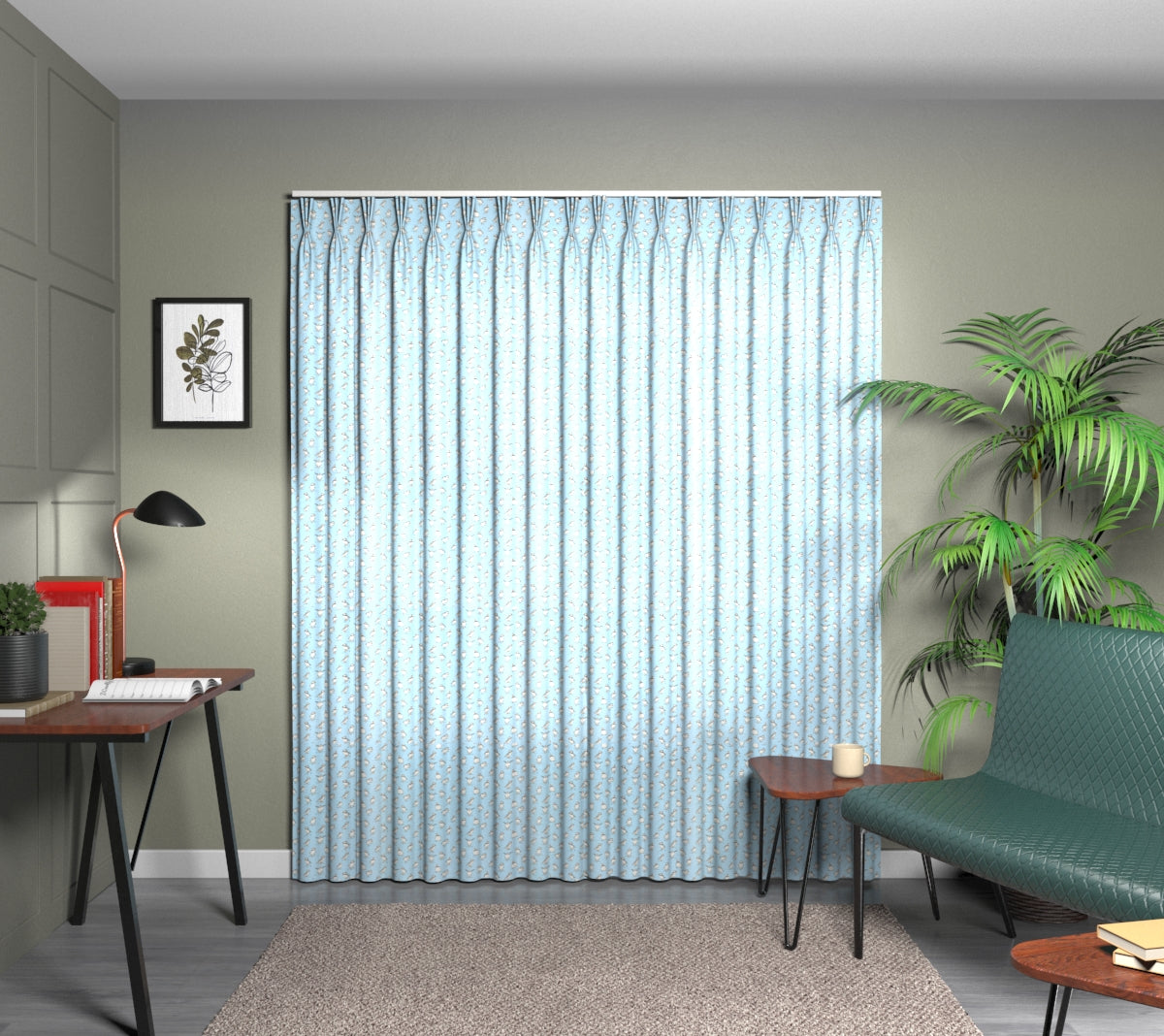 Atlantic Powder Blue Triple Pleat Curtain
