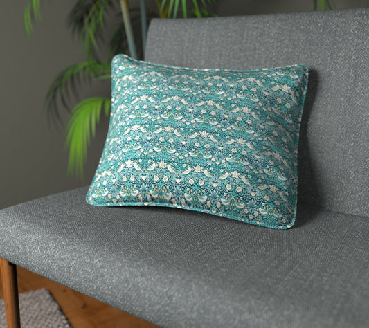 Strawberry Thief Teal Piped Cushion