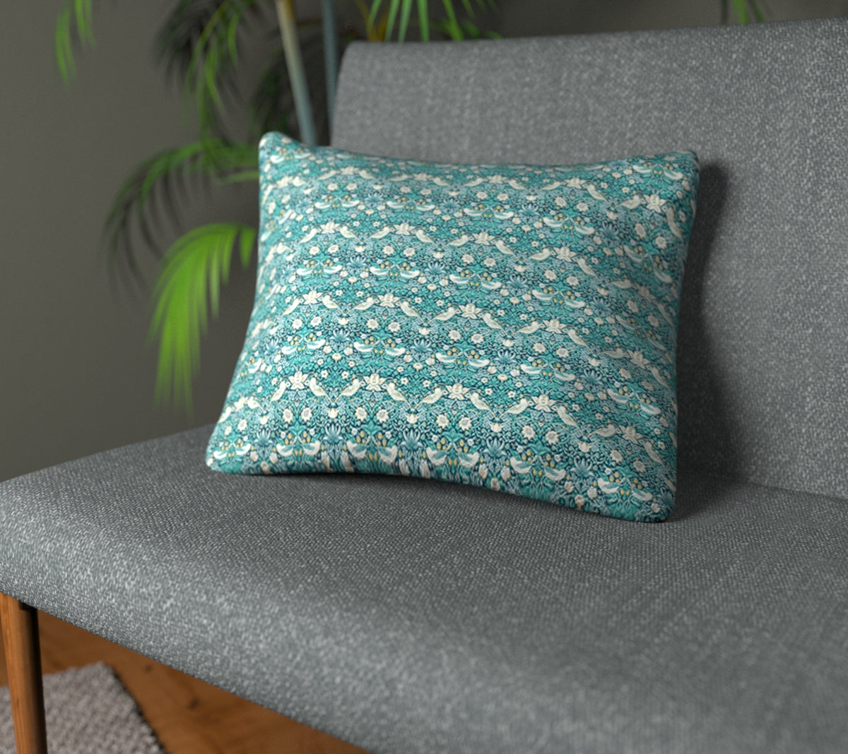 Strawberry Thief Teal Plain Cushion