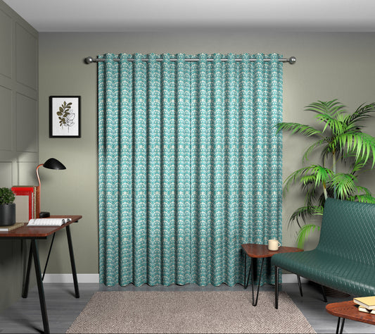 Strawberry Thief Teal Eyelet Curtain