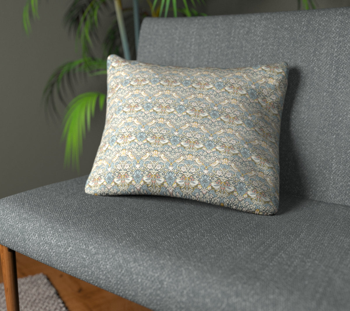 Strawberry Thief Slate/Blush Plain Cushion