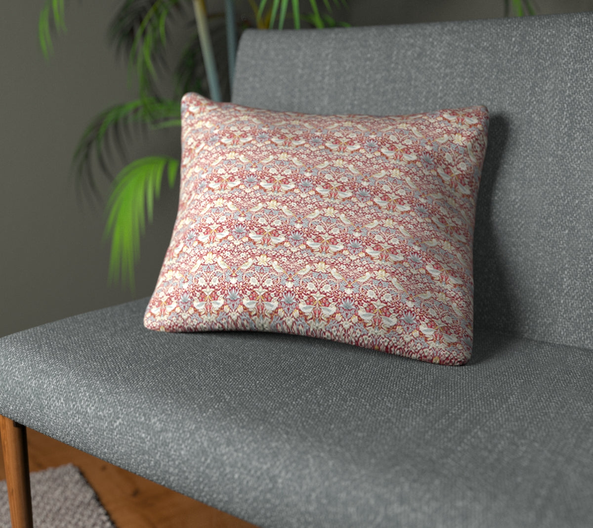Strawberry Thief Plum Plain Cushion