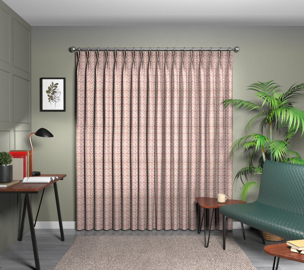 Strawberry Thief Plum Double Pleat Curtain