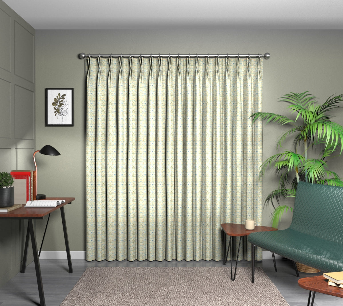 Strawberry Thief Apple/Blush Double Pleat Curtain