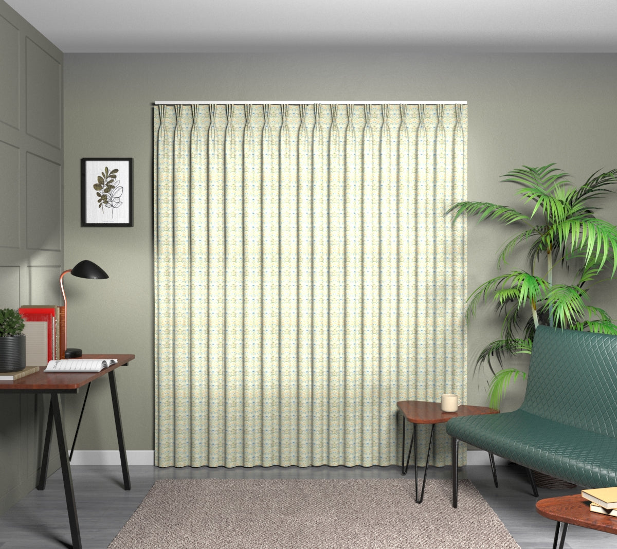 Strawberry Thief Apple/Blush Triple Pleat Curtain