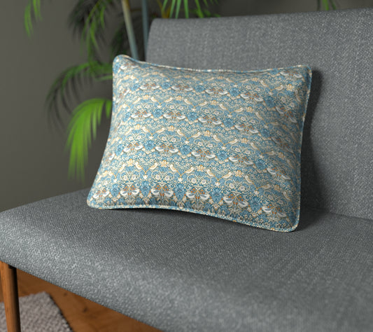 Strawberry Thief Denim/Spice Piped Cushion