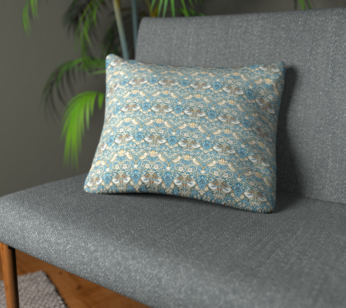 Strawberry Thief Denim/Spice Plain Cushion