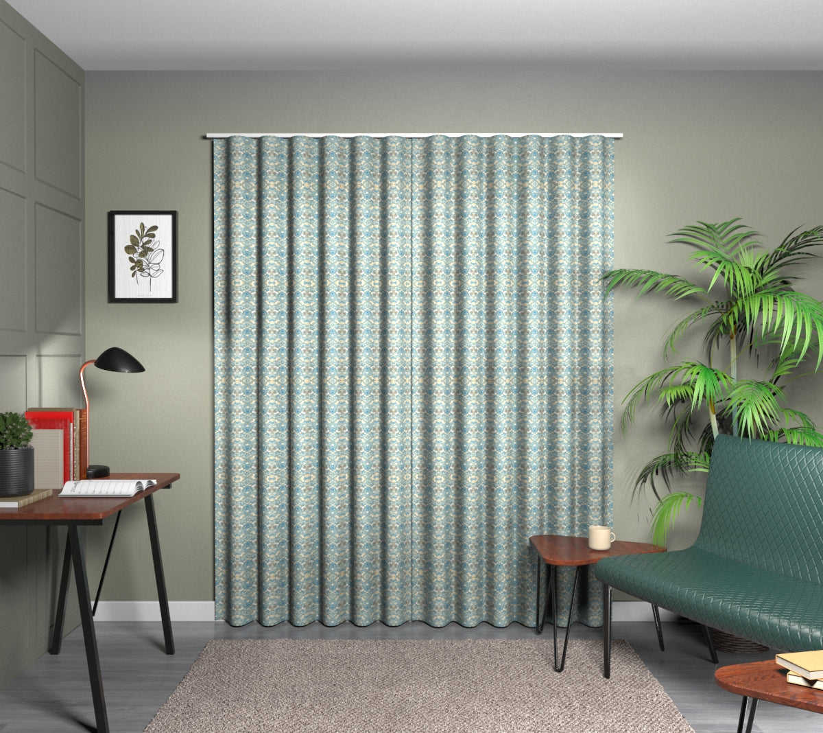 Strawberry Thief Denim/Spice Wave Curtain