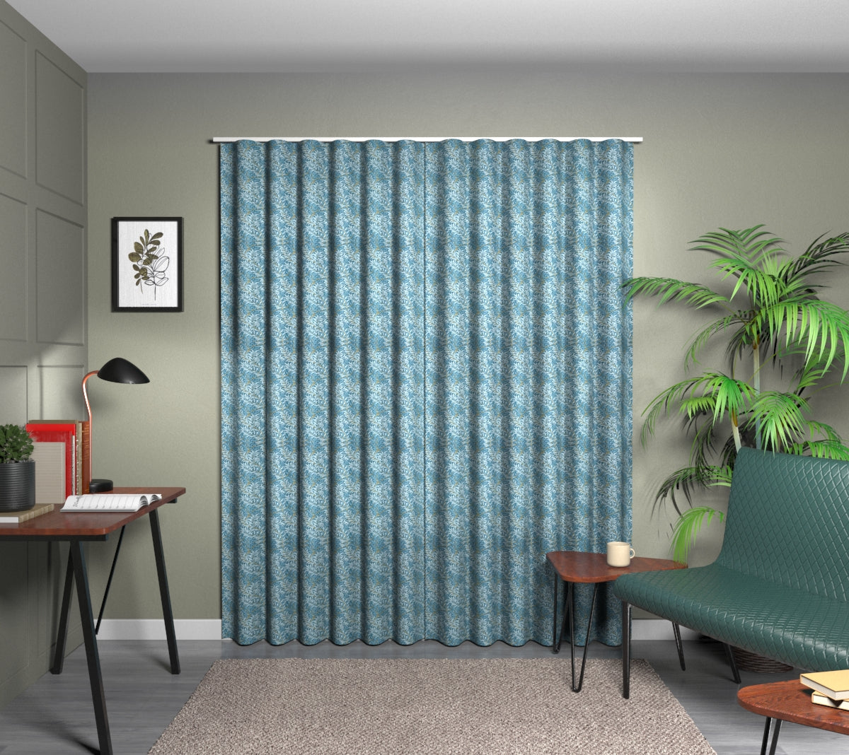 Willow Boughs Denim Wave Curtain