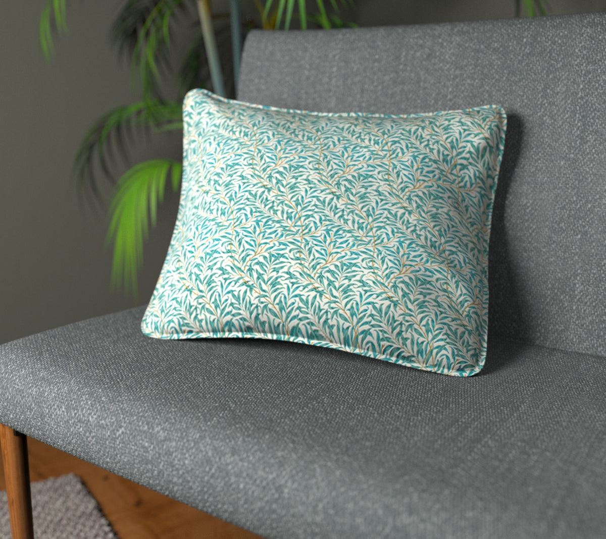 Willow Boughs Teal Piped Cushion