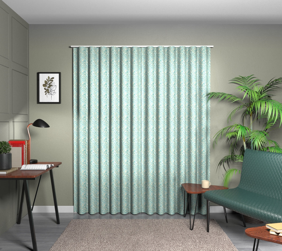 Willow Boughs Teal Wave Curtain