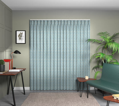 Acanthus Denim Triple Pleat Curtain