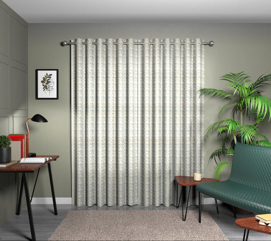 Acanthus Slate/Dove Eyelet Curtain