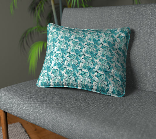 Acanthus Teal Piped Cushion