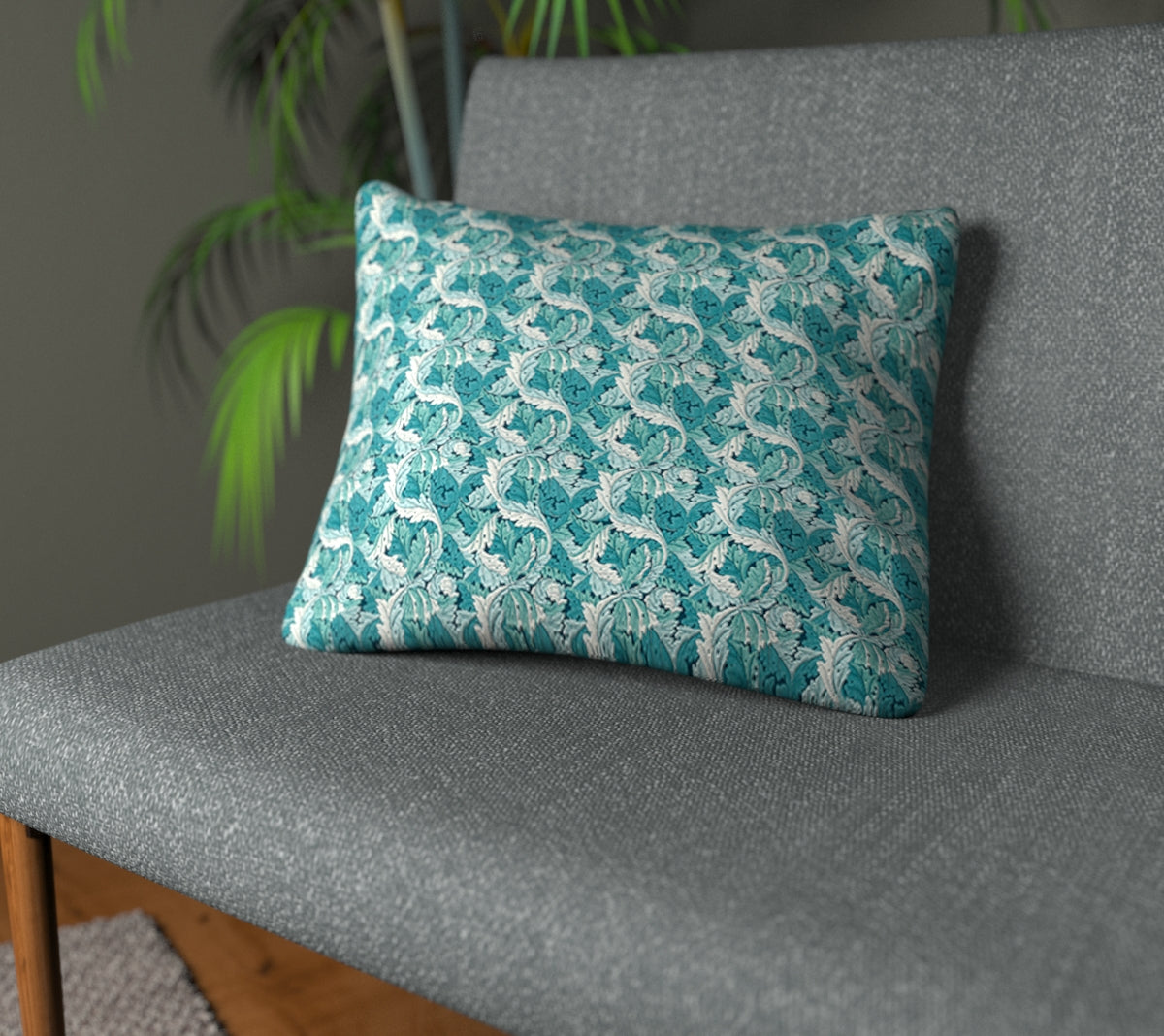Acanthus Teal Plain Cushion