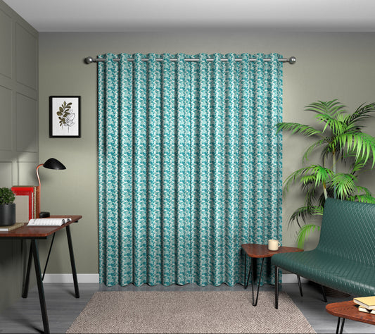 Acanthus Teal Eyelet Curtain