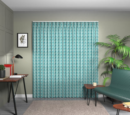 Acanthus Teal Triple Pleat Curtain