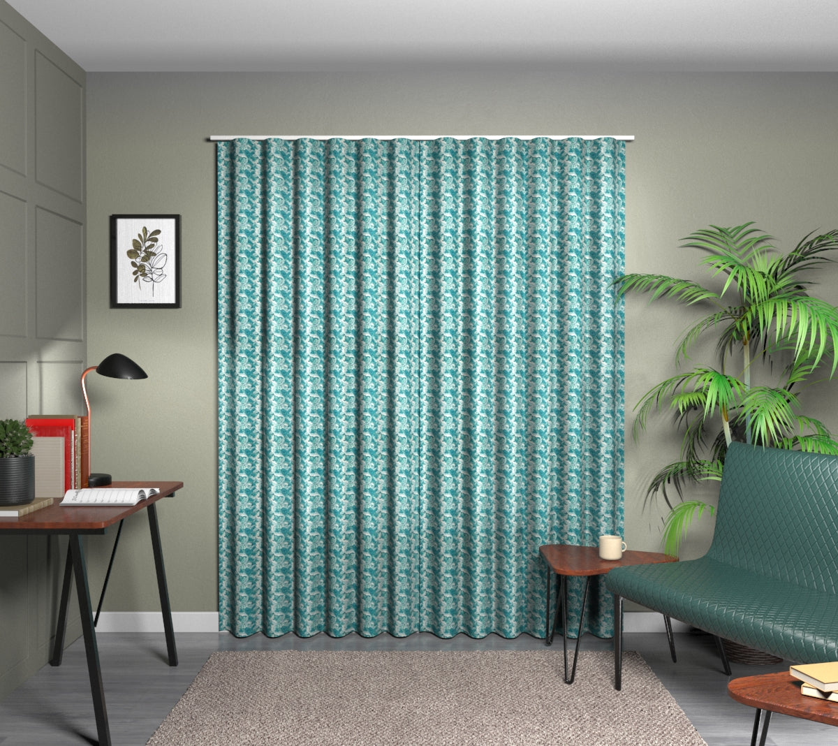Acanthus Teal Wave Curtain