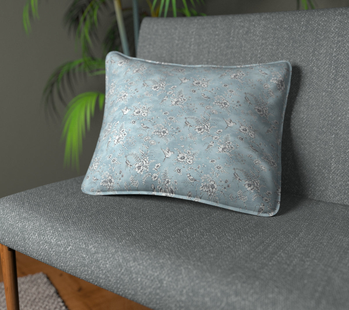 Finch Toile Delft Piped Cushion