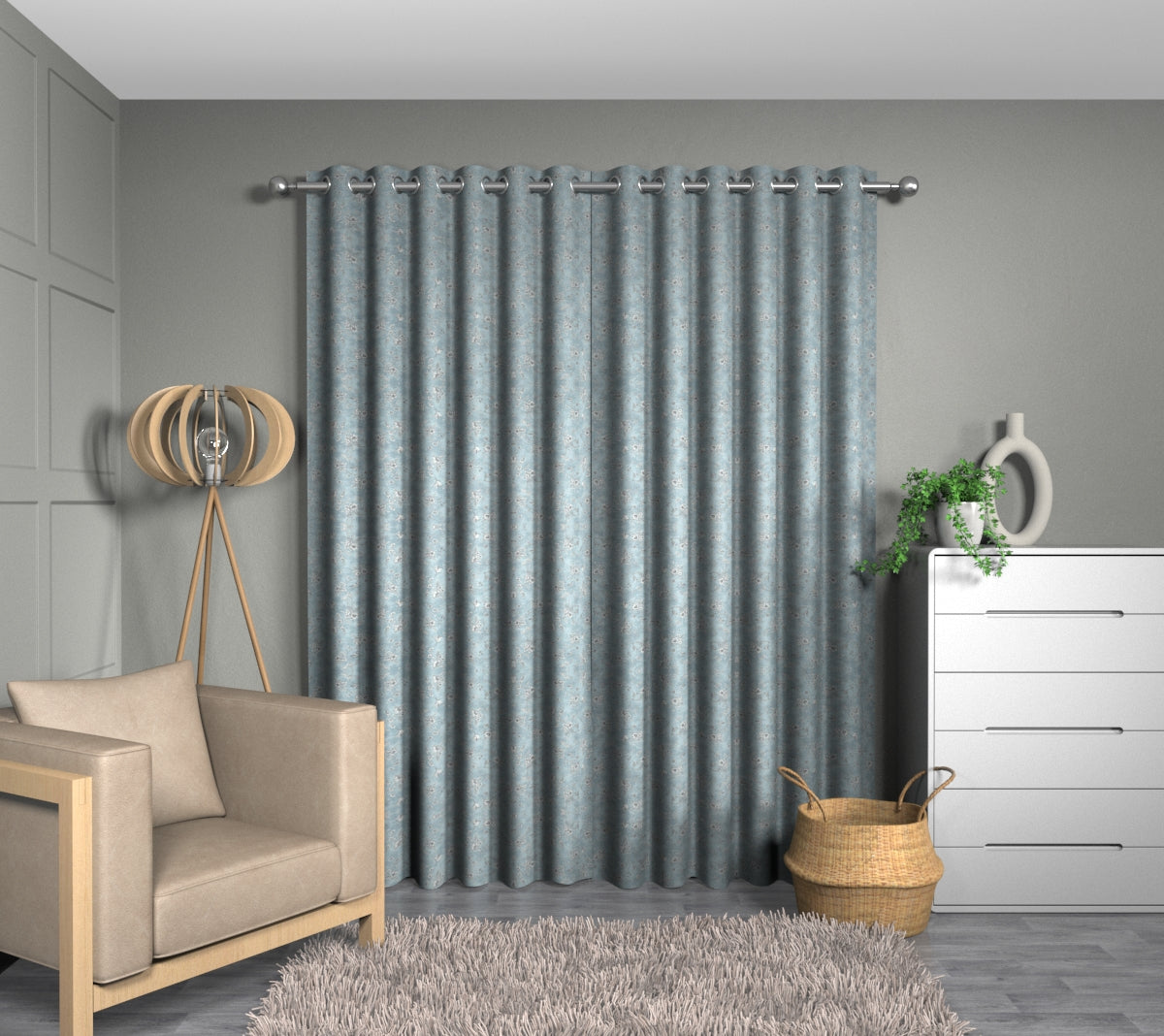 Finch Toile Delft Eyelets Curtain