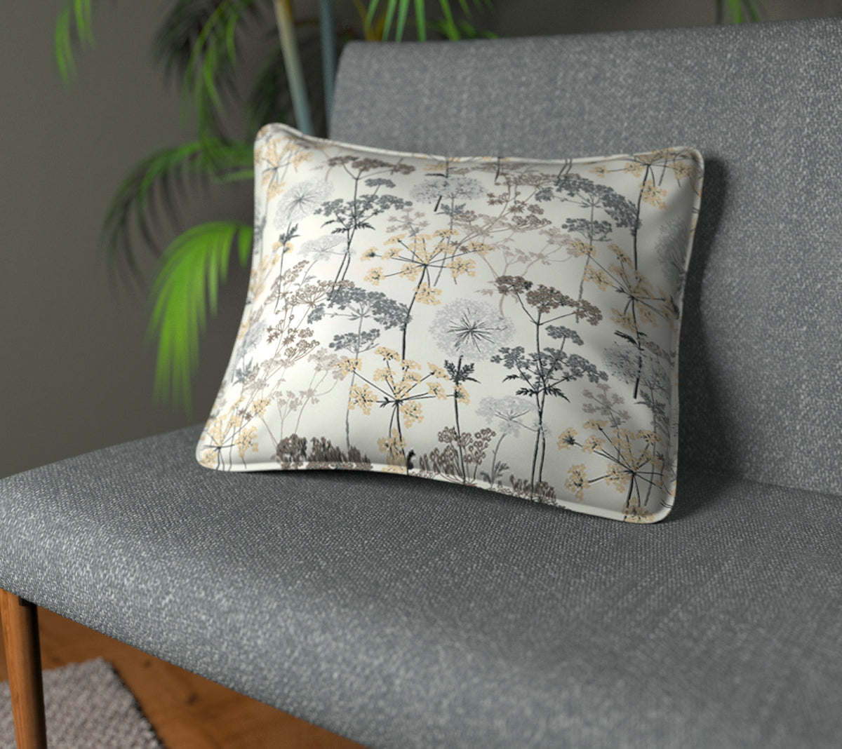 Hedgerow Charcoal Piped Cushion