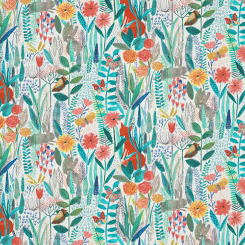 Hide And Seek Poppy/Marine/Ochre Fabric Sample