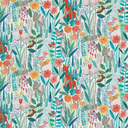Hide And Seek Poppy/Marine/Ochre Fabric Sample