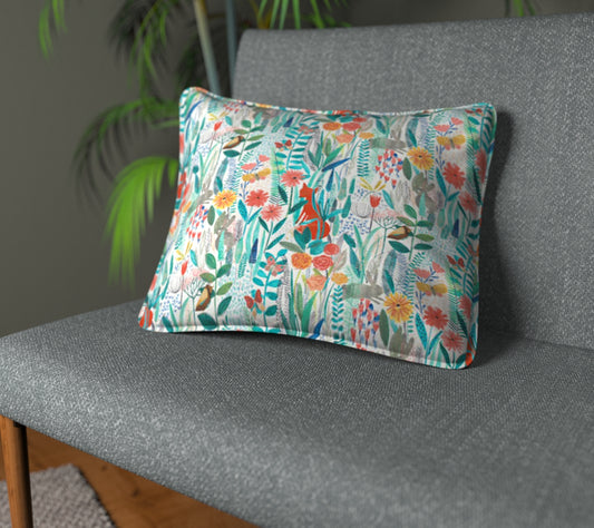 Hide And Seek Poppy/Marine/Ochre Piped Cushion