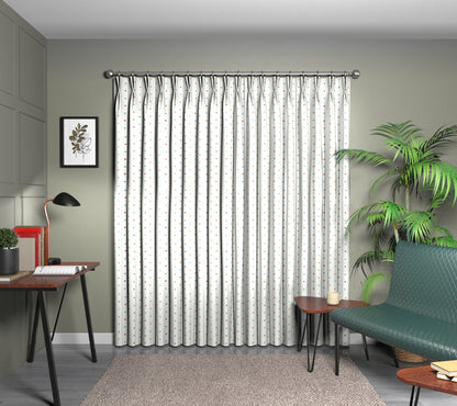 Bon Bon Poppy/Marine/Aqua/Gecko Double Pleat Curtain