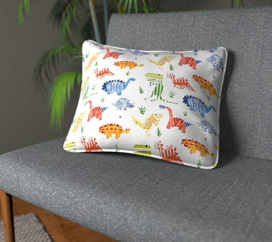 Jolly Jurassic Aqua/Tangerine/Apple Piped Cushion