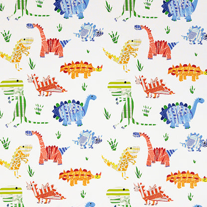 Jolly Jurassic Aqau/Tangerine/Ap Fabric Sample