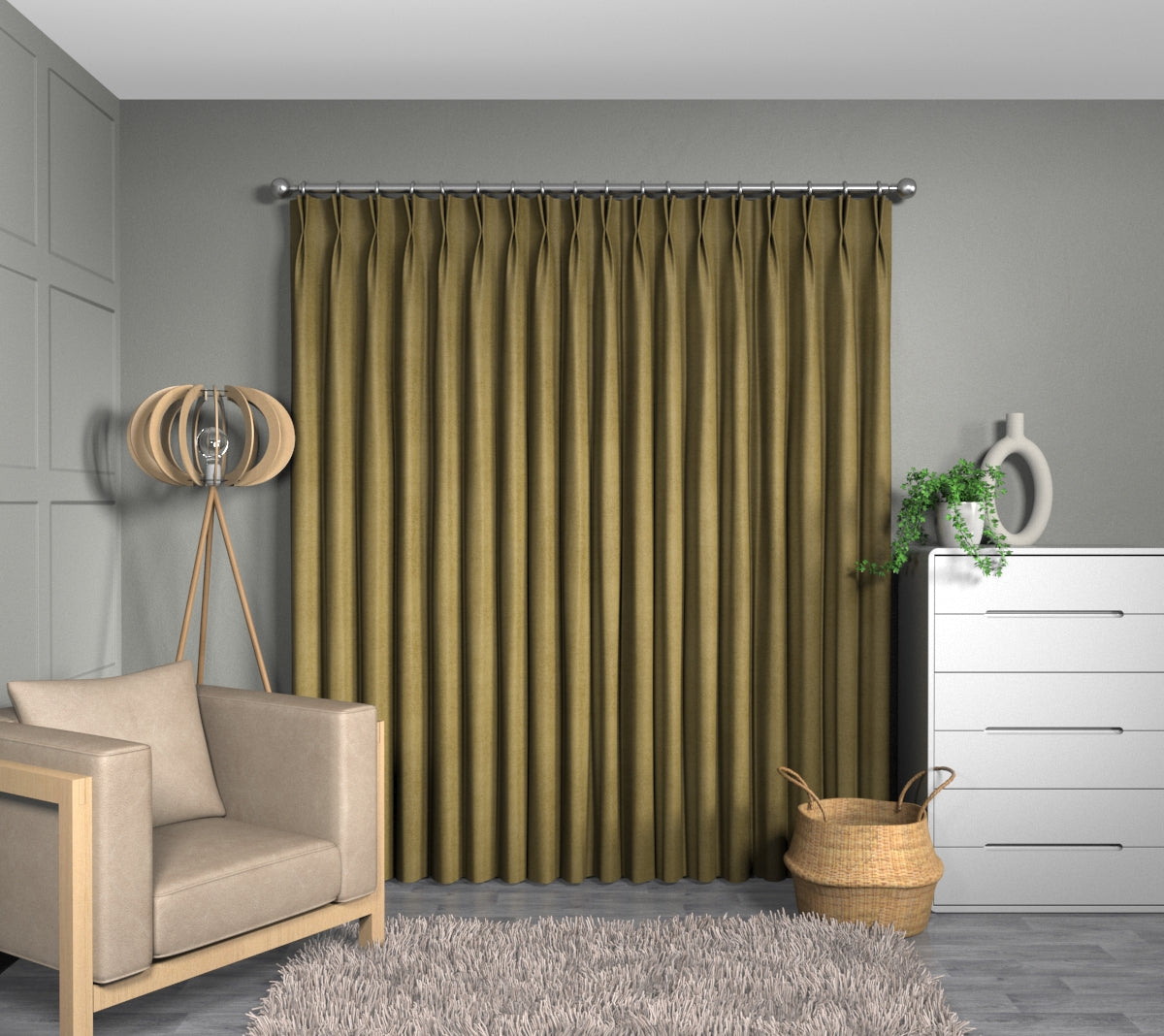 Layton Green Double Pleat Curtain